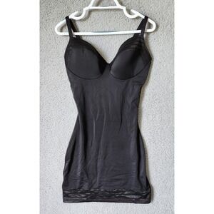 Assets Red Hot Label by Spanx Slip Dress Womens 1X Black Padded Bust Mesh Trim